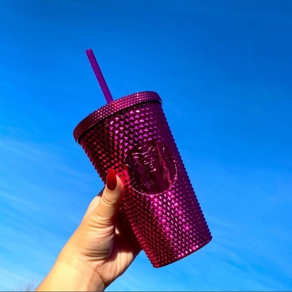 NWT STARBUCKS 2022 Sangria Bling Plastic Cold Cup SET 24oz & 16oz Limited Edit. - Picture 4 of 12